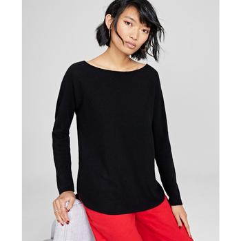 推荐Petite 100% Cashmere Shirttail Sweater, Created for Macy's商品