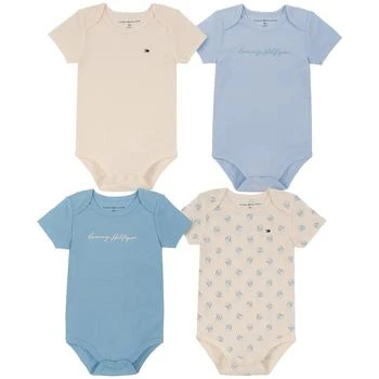 Tommy Hilfiger | Baby Boys Logo Short Sleeve Bodysuits, Pack of 4 5.9折×额外7折, 额外七折