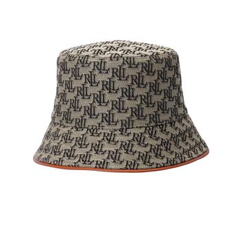 ralph lauren 女, Ralph Lauren | Women's Logo Jacquard Bucket Hat with Faux Leather Trim商品图片 