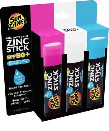 推荐氧化锌防晒霜 粉色、白色和蓝色-SPF 50+商品