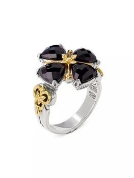 Konstantino | Anthos Prism Sterling Silver, 18K Yellow Gold & Black Onyx Flower Ring,商家Saks Fifth Avenue,价格¥4639