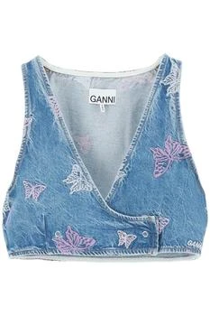 Ganni | Butterfly Denim Cropped Top 4.0折