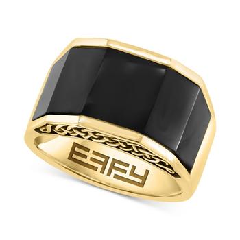 商品EFFY® Men's Onyx Geometric Ring in 14k Gold-Plated Sterling Silver图片