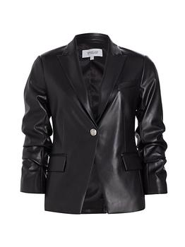 商品Derek Lam | Ralph Ruched-Sleeve Faux Leather Jacket,商家Saks Fifth Avenue,价格¥4704图片