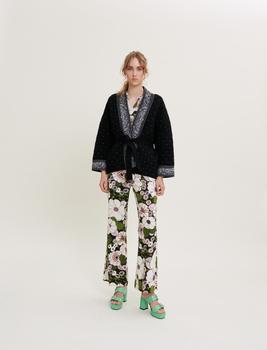 时尚Maje女装, Maje | Belted jacquard cardigan with studs商品图片 5折