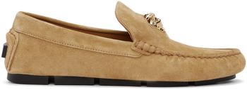范思哲男鞋海淘, Versace | Brown Suede 'La Medusa' Loafers商品图片 