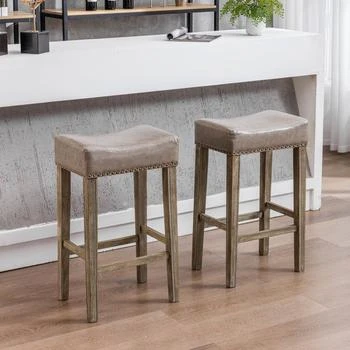 Simplie Fun | Counter Height 29" Bar Stools for Kitchen Counter Backless Faux Leather Stools Farmhouse Island Chairs (29 Inch,商家Premium Outlets,价格¥1048