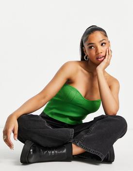 product Miss Selfridge eco knit rib contour bandeau in green image