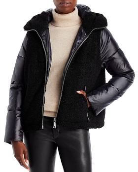 ck羽绒服, Calvin Klein | Faux Sherpa Combo Puffer Jacket商品图片 独家减免邮费