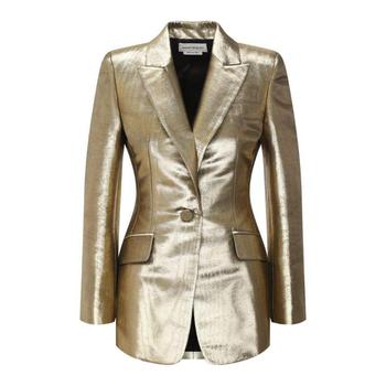 Alexander McQueen | Gold Metallic Moiré Jacket商品图片,4.6折