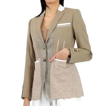 Burberry | Ladies Pecan Melange Tape Detail Mix Media Blazer 1.5折