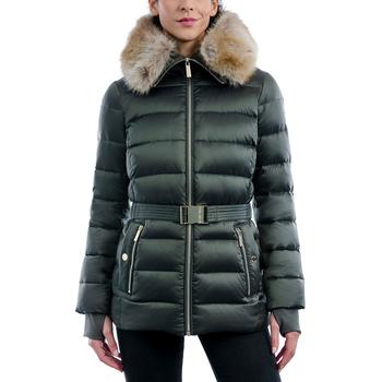 Michael Kors | Women's Belted Faux-Fur-Trim Hooded Puffer Coat商品图片,7.5折×额外7折, 额外七折