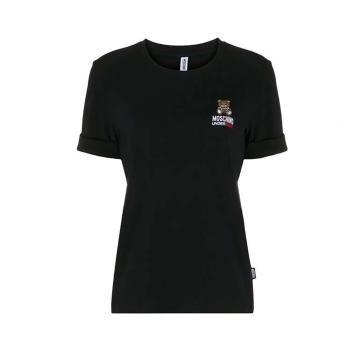 推荐MOSCHINO 女士黑色徽标T恤 ZUA1902-9027-0555商品