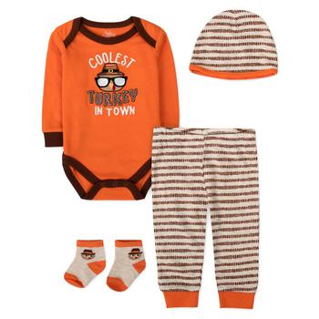 Baby Essentials | Baby Boys Coolest Turkey Thanksgiving Outfit, 4 Piece Set商品图片,