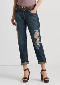 Lace Patchwork Relaxed Tapered Jeans product img