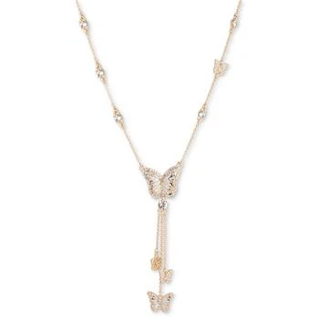 MARCHESA | Gold-Tone Crystal Butterfly Lariat Necklace, 16" + 3" extender,商家Macy's,价格¥432