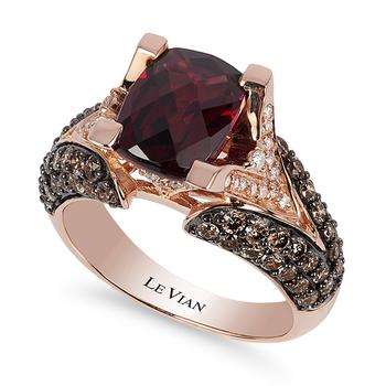 商品Le Vian | Raspberry Rhodolite® Garnet (3 ct. t.w.), Chocolate Diamonds® (1-1/5 ct. t.w.) and White Diamond Accent Ring in 14k Rose Gold,商家Macy's,价格¥14339图片