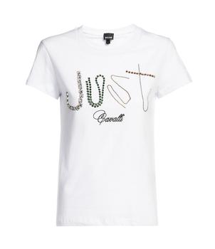 Just Cavalli | Just Cavalli Rhinestone-Logo Crewneck T-Shirt商品图片,6.2折