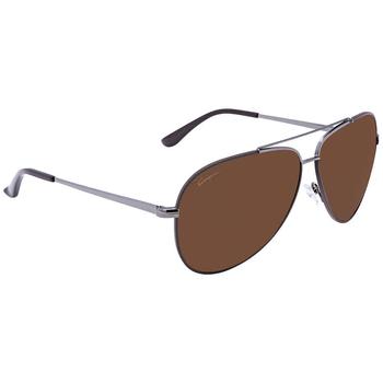 Salvatore Ferragamo | Ferragamo Dark Brown Aviator Sunglasses SF131S 067 60商品图片,2折
