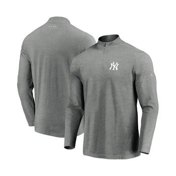 Under Armour | Men's Heathered Gray New York Yankees Passion Performance Tri-Blend Quarter-Zip Pullover Jacket商品图片,