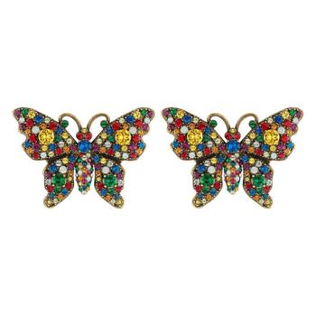 推荐Crystal Studded Butterfly Earrings商品