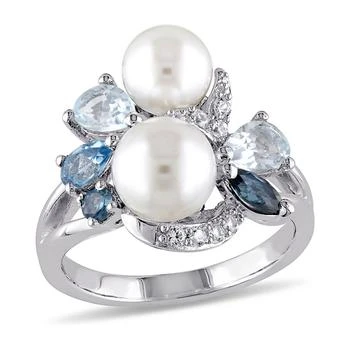 Macy's | Cultured Freshwater Pearl (6-1/2 & 7-1/2mm) & Multicolor Topaz (1-1/2 ct. t.w.) Ring in Sterling Silver,商家Macy's,价格¥781