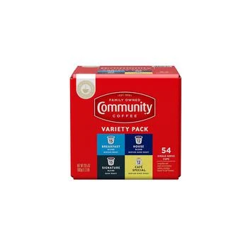 Community Coffee | Variety Pack, Medium to Dark Roast Single Serve Pods, Keurig K-Cup Brewer Compatible, 54 Ct,商家Macy's,价格¥398
