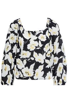product Fancy shirred floral-print crepe de chine top image