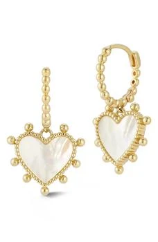 Ember Fine Jewelry | 14K Gold Mother of Pearl Shell Heart Huggie Hoop Earrings,商家Nordstrom Rack,价格¥5064