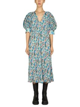 ganni floral pleated shirtdress, Ganni | Ganni Floral Print V-Neck Midi Dress商品图片 5.9折起