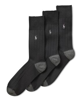 推荐Polo Ralph Lauren Men's 3-Pack Ribbed Contrast Crew Socks商品