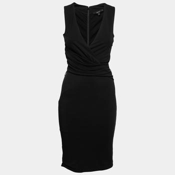 推荐Gucci Black Crepe Drape Detail Sleeveless Dress S商品