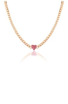 Gabi Rielle推荐, Gabi Rielle | 14K Gold Vermeil Chain Link Ruby Heart Choker商品图片 4.7折