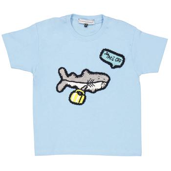 商品Michaela Buerger | Girls Light Blue Shark On Holiday T-Shirt,商家Jomashop,价格¥225图片
