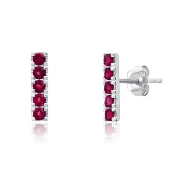 MAX + STONE | 14k White Gold Small 2mm Gemstone Bar Stud Earrings with Push Backs,商家Premium Outlets,价格¥831