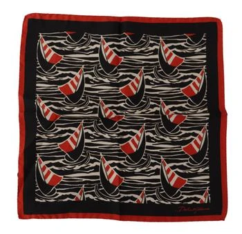 Dolce & Gabbana | Dolce & Gabbana Black Red Sailboat Square Handkerchief Silk Scarf,商家SEYMAYKA,价格¥385