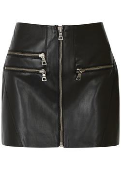 Alice + Olivia | Kendale black vegan leather mini skirt商品图片,额外7.5折, 额外七五折