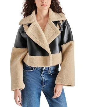 Steve Madden | Alaina Faux Leather & Faux Shearling Cropped Coat 
