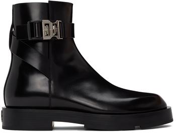 推荐Black Squared Buckle Ankle Boots商品