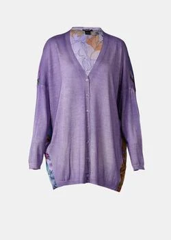 推荐Avant Toi Purple Cashmere Silk Cardigan With Back Peonies Silk商品