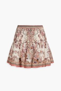 Camilla | Crystal-embellished printed cotton and silk-blend mini skirt 5.5折