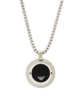 推荐Stainless Steel & Onyx Logo Pendant Necklace商品