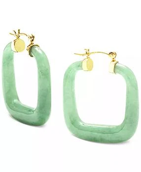 Macy's | Dyed Jade (32mm) Square Medium Hoop Earrings in 14k Gold-Plated Sterling Silver, 1.25",商家Macy's,价格¥1029