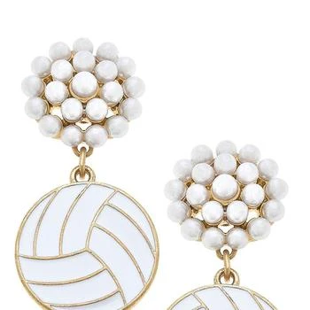 Canvas Style | Volleyball Pearl Cluster Enamel Drop Earrings,商家Verishop,价格¥244