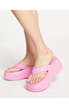 商品Daisy Street Exclusive chunky flip flop sandals in baby pink图片