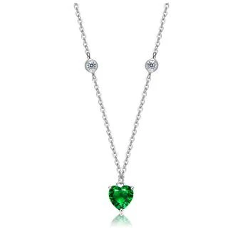 GigiGirl | Teens Sterling Silver White Gold Plated with Colored Cubic Zirconia Heart Necklace,商家Premium Outlets,价格¥831