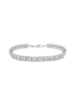 商品.925 Sterling Silver 1/10 Cttw Diamond Double-Link 7" Rolex Tennis Bracelet (I-J Color, I3 Clarity),商家Belk,价格¥1671图片