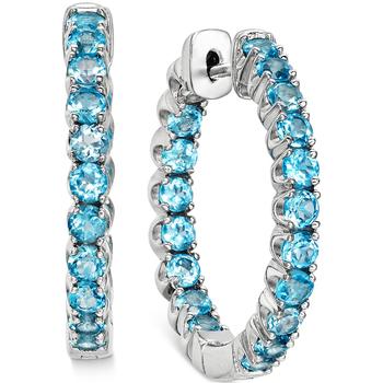 商品Swiss Blue Topaz Inside-Out Hoop Earrings (4 ct. t.w.) in Sterling Silver图片