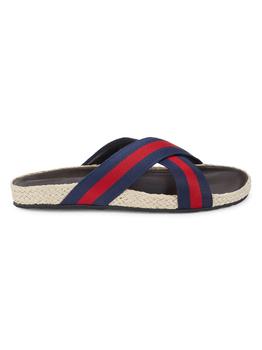 crossover, Saks Fifth Avenue | Frazer Webbing-Strap & Raffia Crossover Sandals商品图片 7.4折