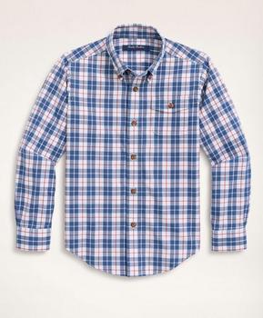 商品Brooks Brothers | Boys Brushed Twill Blue Check Sport Shirt,商家Brooks Brothers,价格¥512图片